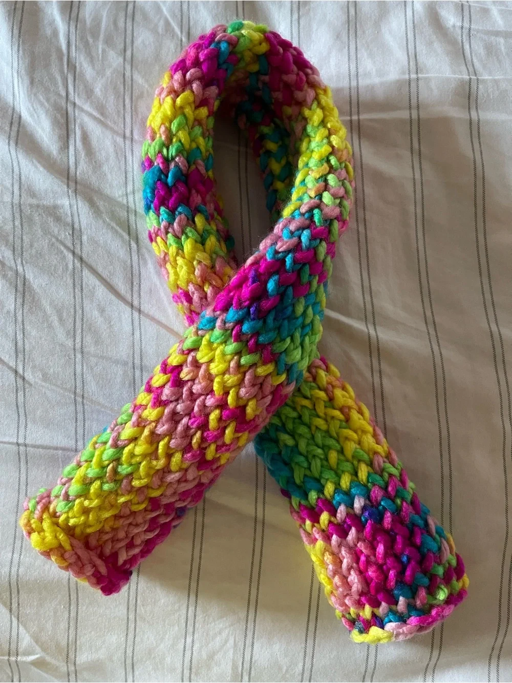 Handmade Knit Colorful Rainbow Mini Scarf